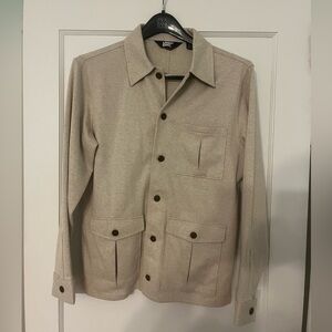 Lands’ End Sport Knit Chore Coat Size Medium in Tan Herringbone